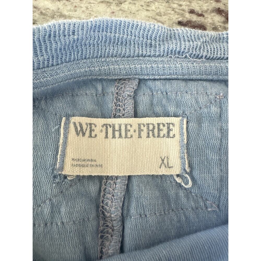 Free People We The Free Light Boho Blue Oversized Slouchy Relaxed Top Sz L - Picture 4 of 8
